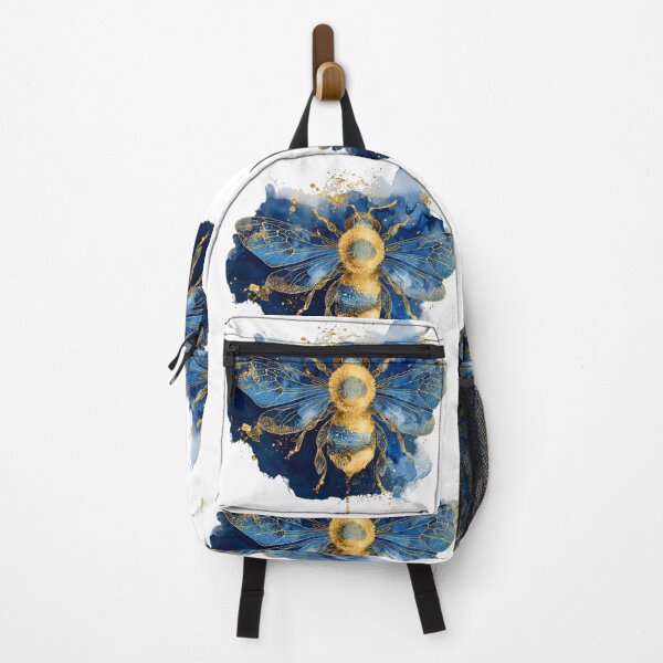 Item preview, Blue Watercolour Bee with Flowers - Botanical Insect Art Illustration designed and sold by Kollibri.