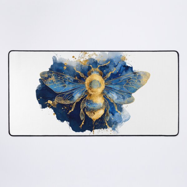 Item preview, Blue Watercolour Bee with Flowers - Botanical Insect Art Illustration designed and sold by Kollibri.