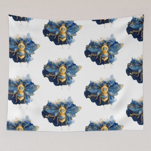 Item preview, Blue Watercolour Bee with Flowers - Botanical Insect Art Illustration designed and sold by Kollibri.