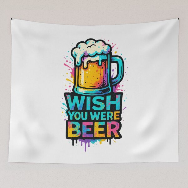 Item preview, Wish You Were Beer – Funny Graffiti Style Beer T-Shirt for Men designed and sold by LuckyFoxMerch.