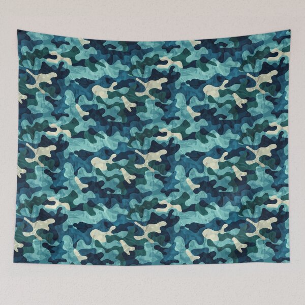 Item preview, Distressed Blue and Teal Camouflage Pattern designed and sold by NTGUILTY.