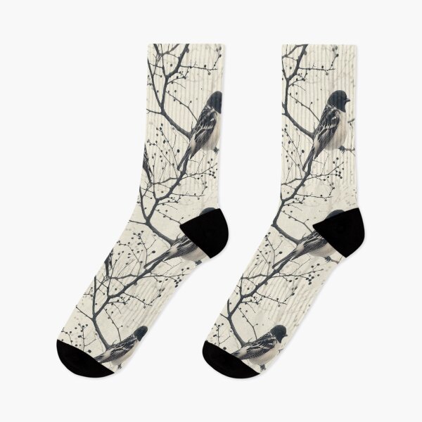 Item preview, Monochromatic Birds on Bare Branches Pattern designed and sold by NTGUILTY.