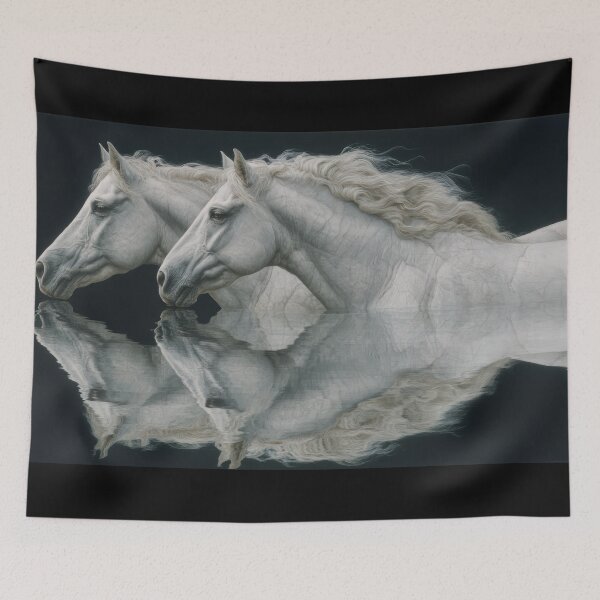 Item preview, Two White Horses in a Line designed and sold by Shannon Hilson.