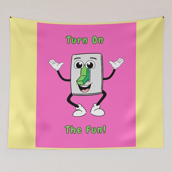 Item preview, Turn On The Fun, Light Switch, Green, Pink, Cartoon Character, Happy  designed and sold by AASparksDesigns.