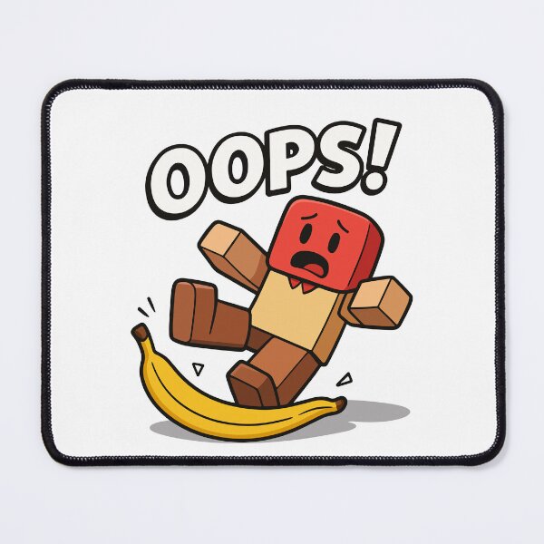 Item preview, "Oops! Blocky Game Style Character Slips on Banana – Funny Gamer Art" designed and sold by Krasnovaovaova.