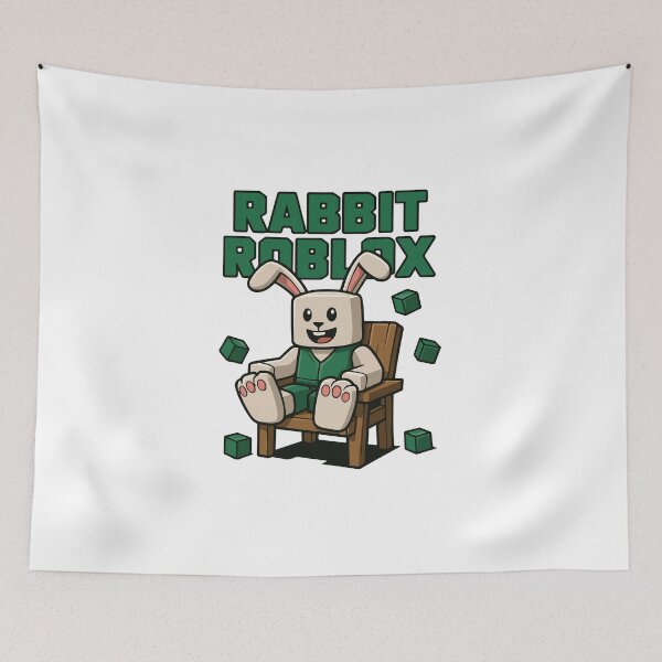 Item preview, "Cute Block Bunny Gamer – Voxel Rabbit on Wooden Chair" designed and sold by Krasnovaovaova.
