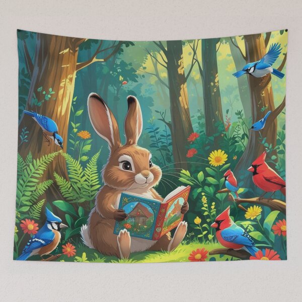 Item preview,  Dad Bunny sitting reading a book under a tree designed and sold by Nature's Palette.