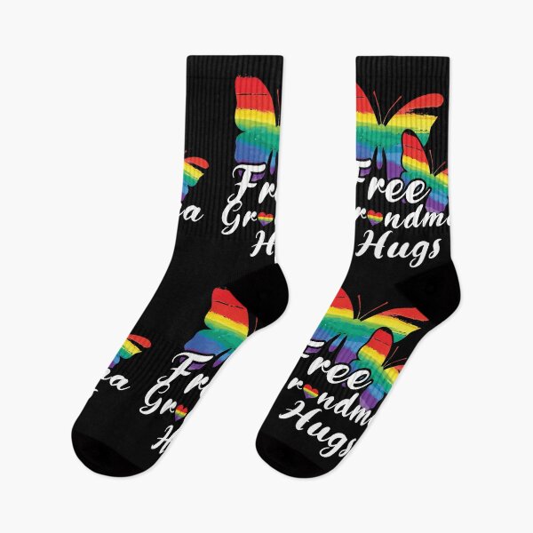 Item preview, Free Grandma Hugs Butterfly LGBT Rainbow Gay Pride designed and sold by Dmetalx Art Apparel.