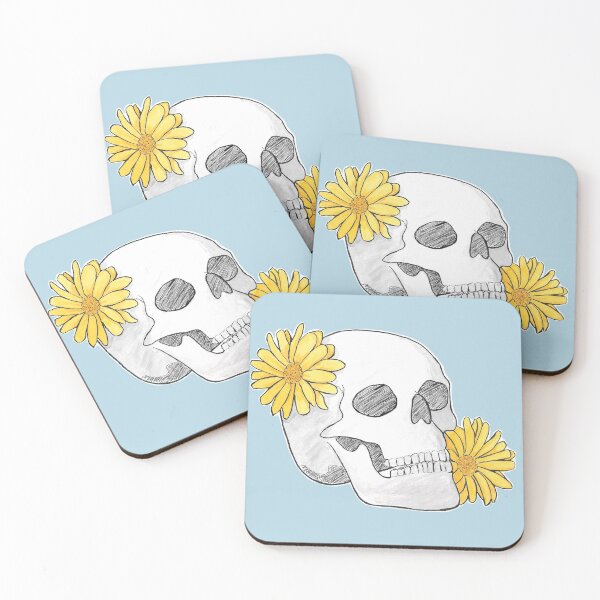 Item preview, Skull and Yellow Flowers designed and sold by cryptidartworks.
