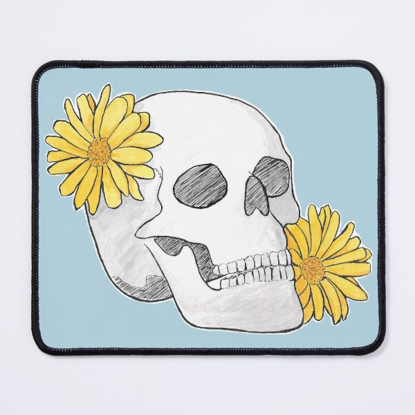 Item preview, Skull and Yellow Flowers designed and sold by cryptidartworks.