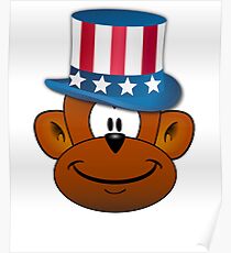 4th of July Monkey Poster