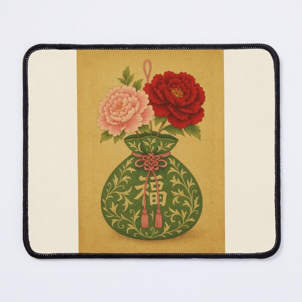 Item preview, Korean Folk Art Lucky Pouch Peony Print Traditional Korean Painting designed and sold by allpalgo.