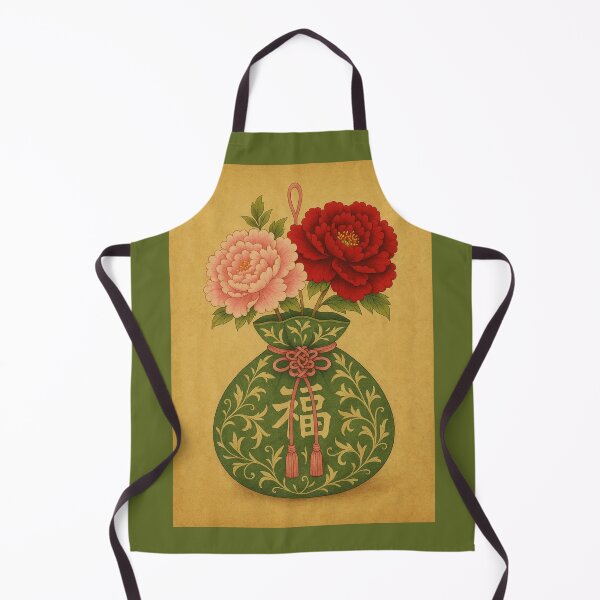 Item preview, Korean Folk Art Lucky Pouch Peony Print Traditional Korean Painting designed and sold by allpalgo.