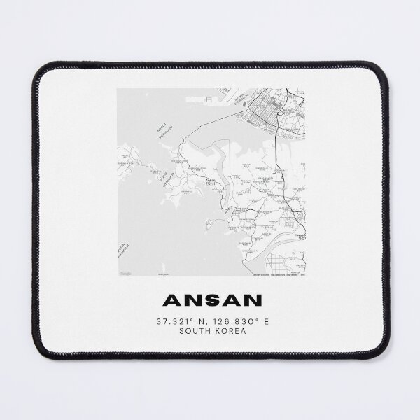 Item preview, Minimalist Ansan Map – Korea Coastal City Map in Black and White designed and sold by RM-Journey.