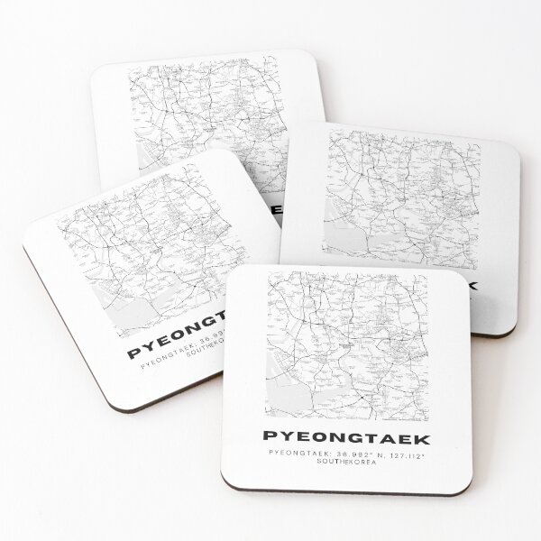 Artikelvorschau, Minimalistische Pyeongtaek-Karte – Koreanische Stadt-Strichzeichnung in Schwarzweiß entworfen und verkauft von RM-Journey.