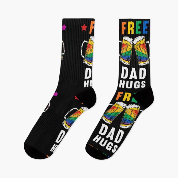 Item preview, Free Dad Hugs LGBT Pride Beer Rainbow Support designed and sold by Dmetalx Art Apparel.