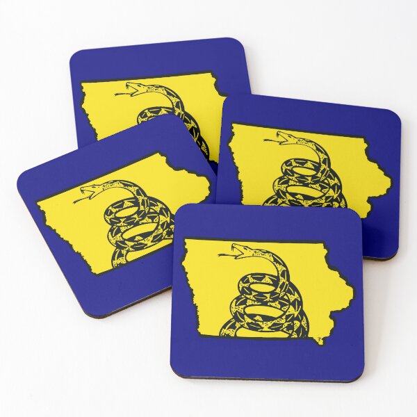 Item preview, IOWAN  - Libertarian - Don't Tread On Me Gadsden Snake on  IOWA   Map on Blue default background, #020279 designed and sold by pelagio.
