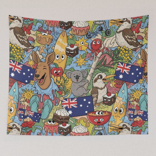 Item preview, Aussie Icons Australia Day Doodle Pattern designed and sold by tretyakov.