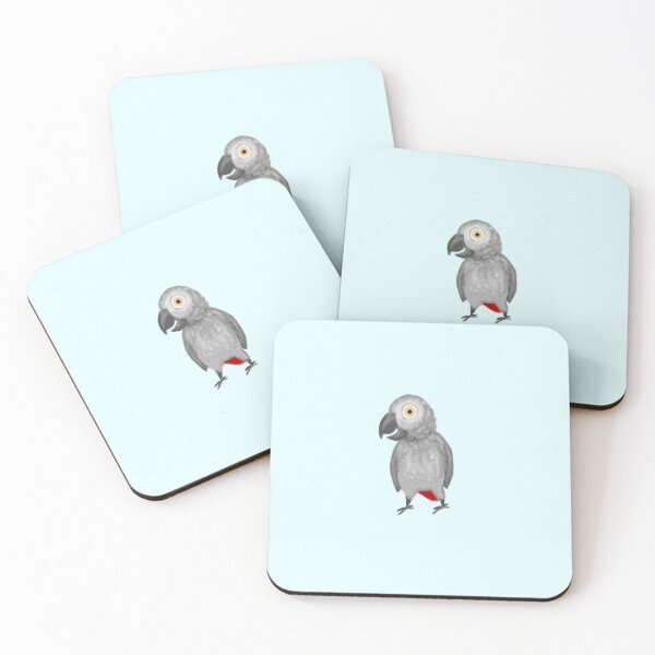 Item preview, Cartoon African Grey Parrot designed and sold by CrazyCatCraft.