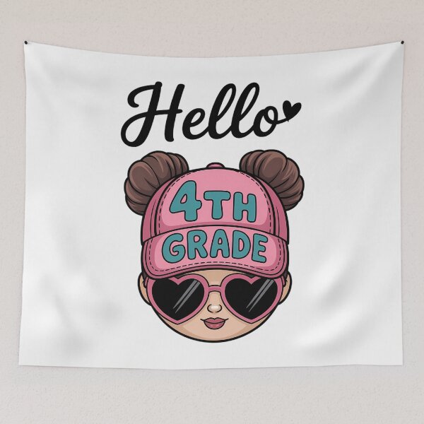 Item preview, Hello 4th Fourth Grade Messy Bun Hair back to school designed and sold by brynatshop.