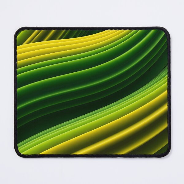 Item preview, An abstract artwork composed of flowing, parallel stripes in varying shades of green and yellow, creating a dynamic, layered effect designed and sold by homydesign.