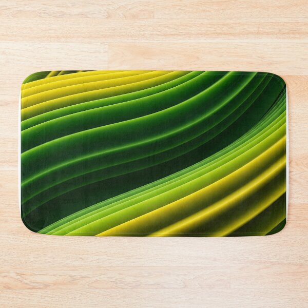 Item preview, An abstract artwork composed of flowing, parallel stripes in varying shades of green and yellow, creating a dynamic, layered effect designed and sold by homydesign.