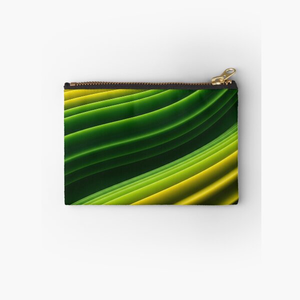 Item preview, An abstract artwork composed of flowing, parallel stripes in varying shades of green and yellow, creating a dynamic, layered effect designed and sold by homydesign.