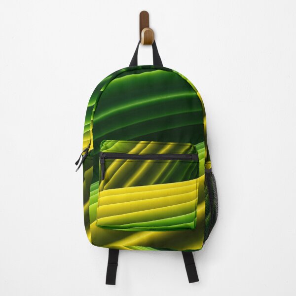 Item preview, An abstract artwork composed of flowing, parallel stripes in varying shades of green and yellow, creating a dynamic, layered effect designed and sold by homydesign.