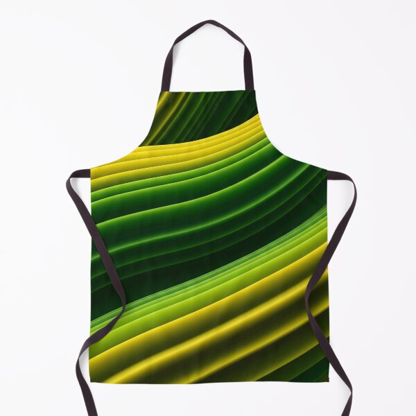 Item preview, An abstract artwork composed of flowing, parallel stripes in varying shades of green and yellow, creating a dynamic, layered effect designed and sold by homydesign.