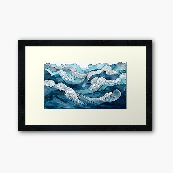 Item preview, Dynamic blue and white waves with swirling lines create an abstract, fluid design designed and sold by homydesign.