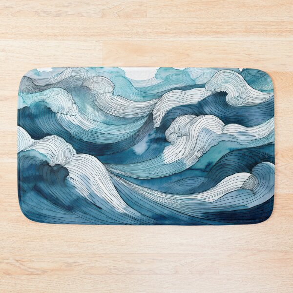 Item preview, Dynamic blue and white waves with swirling lines create an abstract, fluid design designed and sold by homydesign.
