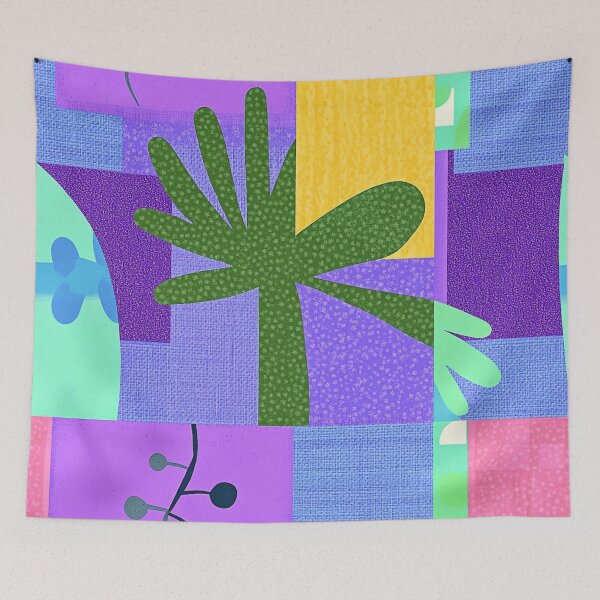 Item preview, Colorful Abstract Botanical Collage with Retro Shapes designed and sold by PaintbrushPlace.