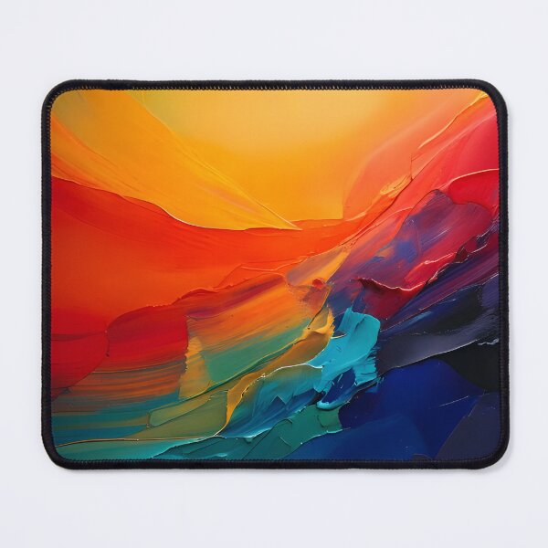 Item preview, Abstract painting with thick impasto brushstrokes in warm yellow, orange, red, and cool blue tones designed and sold by homydesign.