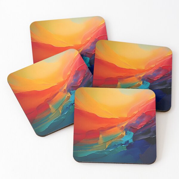 Item preview, Abstract painting with thick impasto brushstrokes in warm yellow, orange, red, and cool blue tones designed and sold by homydesign.