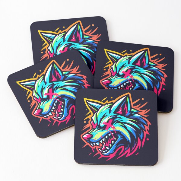 Item preview, Neon Wolf with X’s for Eyes designed and sold by Ghost on Toast.