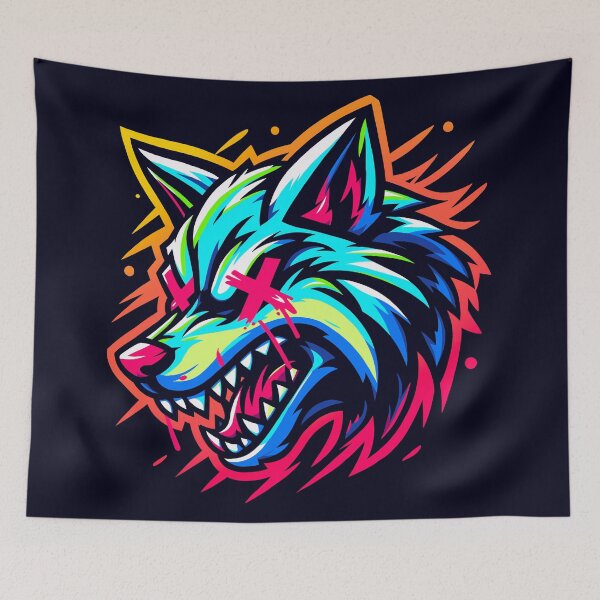 Artikelvorschau, Neonwolf mit X als Augen entworfen und verkauft von Ghost on Toast.