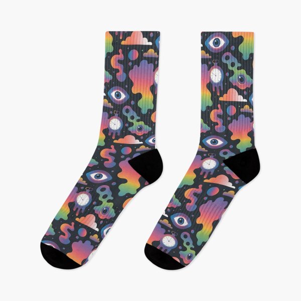 Item preview, Surrealistic Seamless Pattern – Dreamlike Floating Eyes & Melting Clocks designed and sold by subliman.