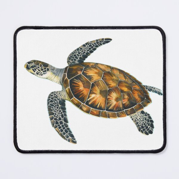 Item preview, A beautifully rendered watercolor illustration of a sea turtle swimming against a backdrop of blue and green watercolor splashes designed and sold by homydesign.