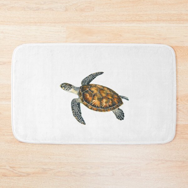 Item preview, A beautifully rendered watercolor illustration of a sea turtle swimming against a backdrop of blue and green watercolor splashes designed and sold by homydesign.