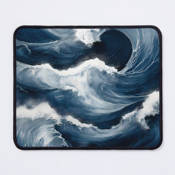 Item preview, Powerful dark blue ocean waves crash and foam, filling the frame with dynamic motion and overwhelming force designed and sold by homydesign.