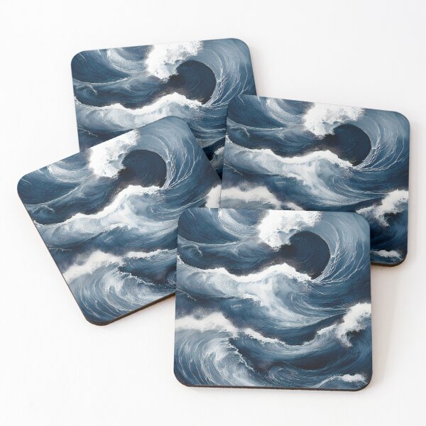 Item preview, Powerful dark blue ocean waves crash and foam, filling the frame with dynamic motion and overwhelming force designed and sold by homydesign.