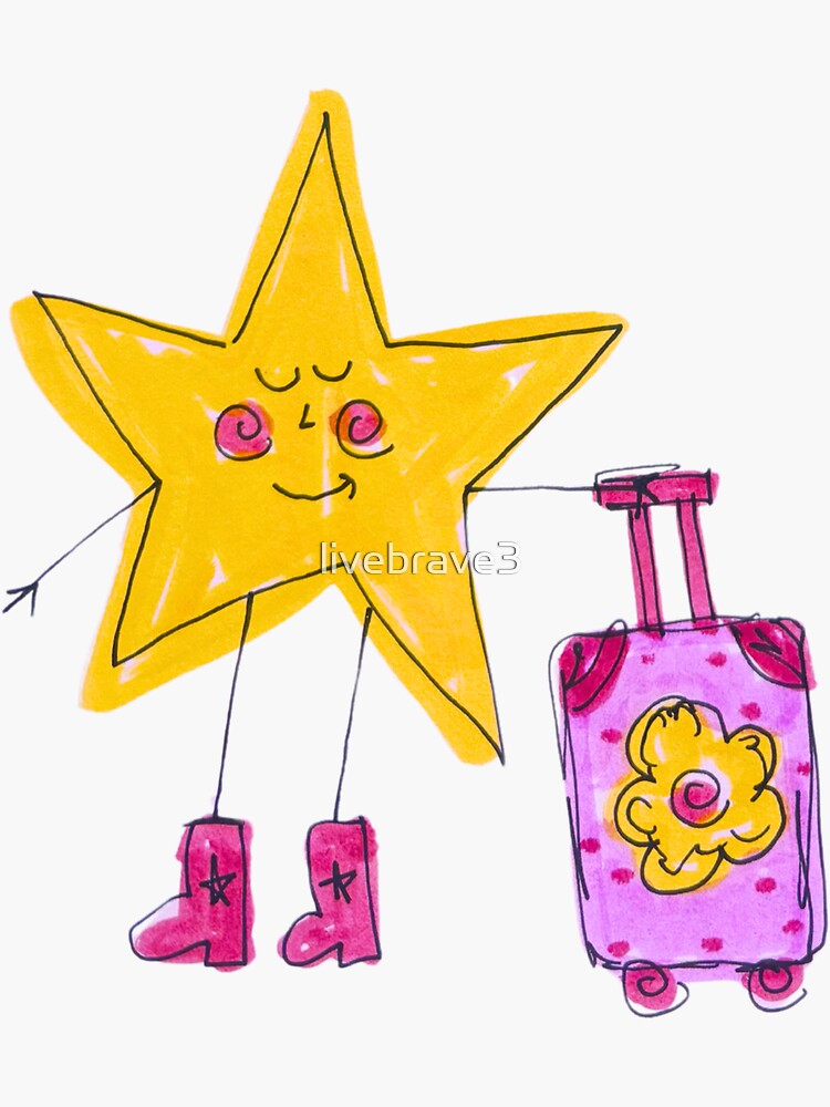 Thumbnail 3 of 3, Sticker, Star Guy with Suitcase designed and sold by livebrave3.