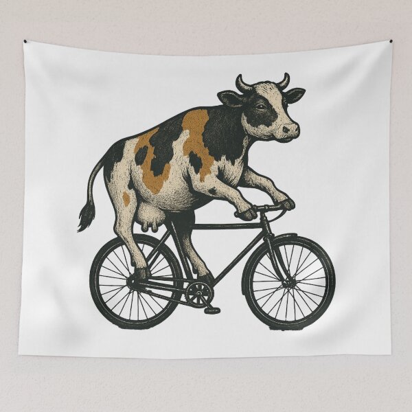 Artikelvorschau, Kuh auf einem Fahrrad fahren entworfen und verkauft von freshwear design.
