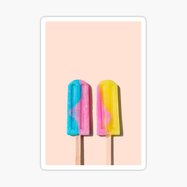 Two icecream lollies on a wooden stick Sticker
