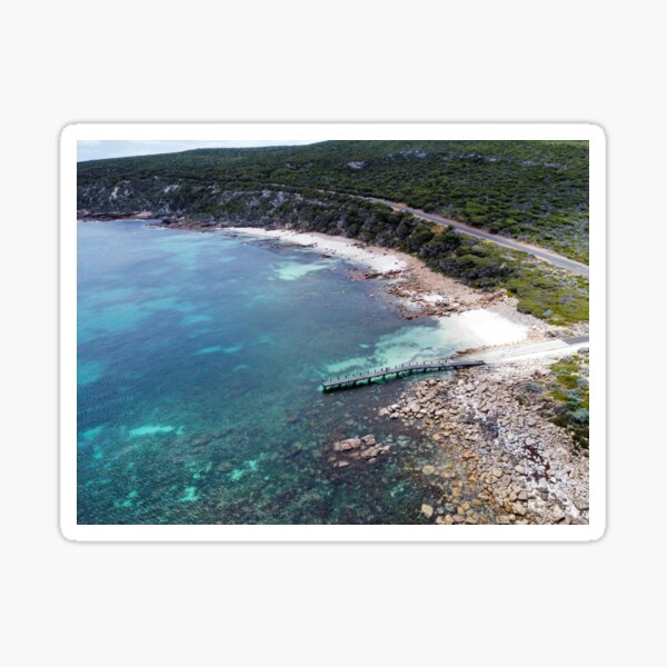 Item preview,  Drone Photo – Western Australia Coastline with Jetty, Beach & Hillside designed and sold by Guylained.