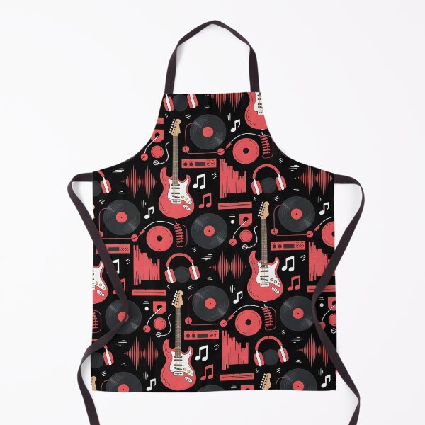 Item preview, Bold Rock Guitar Pattern – Red and Black Music Icons Design designed and sold by subliman.