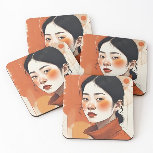 Item preview, Portrait of a beautiful Asian woman with abstract background in warm colors designed and sold by angel-cat-22.