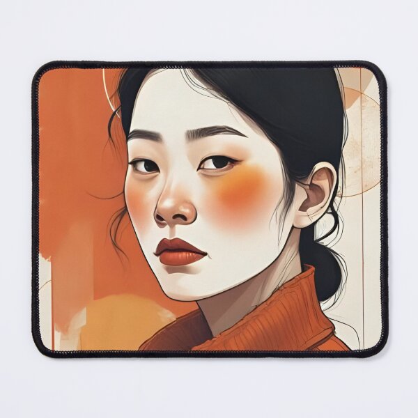 Item preview, Portrait of a beautiful Asian woman with abstract background in warm colors designed and sold by angel-cat-22.