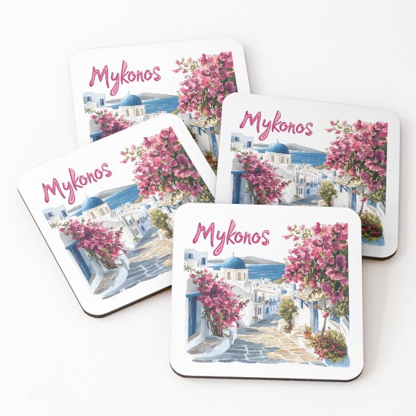 Item preview, Mykonos. Island in Greece – Blue Domes & Aegean Breeze designed and sold by Myra365Art.