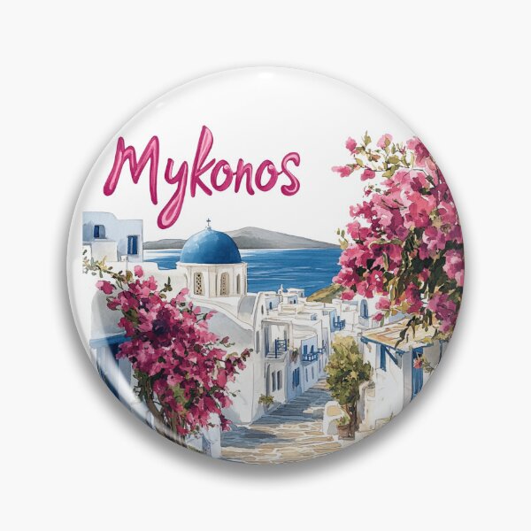 Item preview, Mykonos. Island in Greece – Blue Domes & Aegean Breeze designed and sold by Myra365Art.